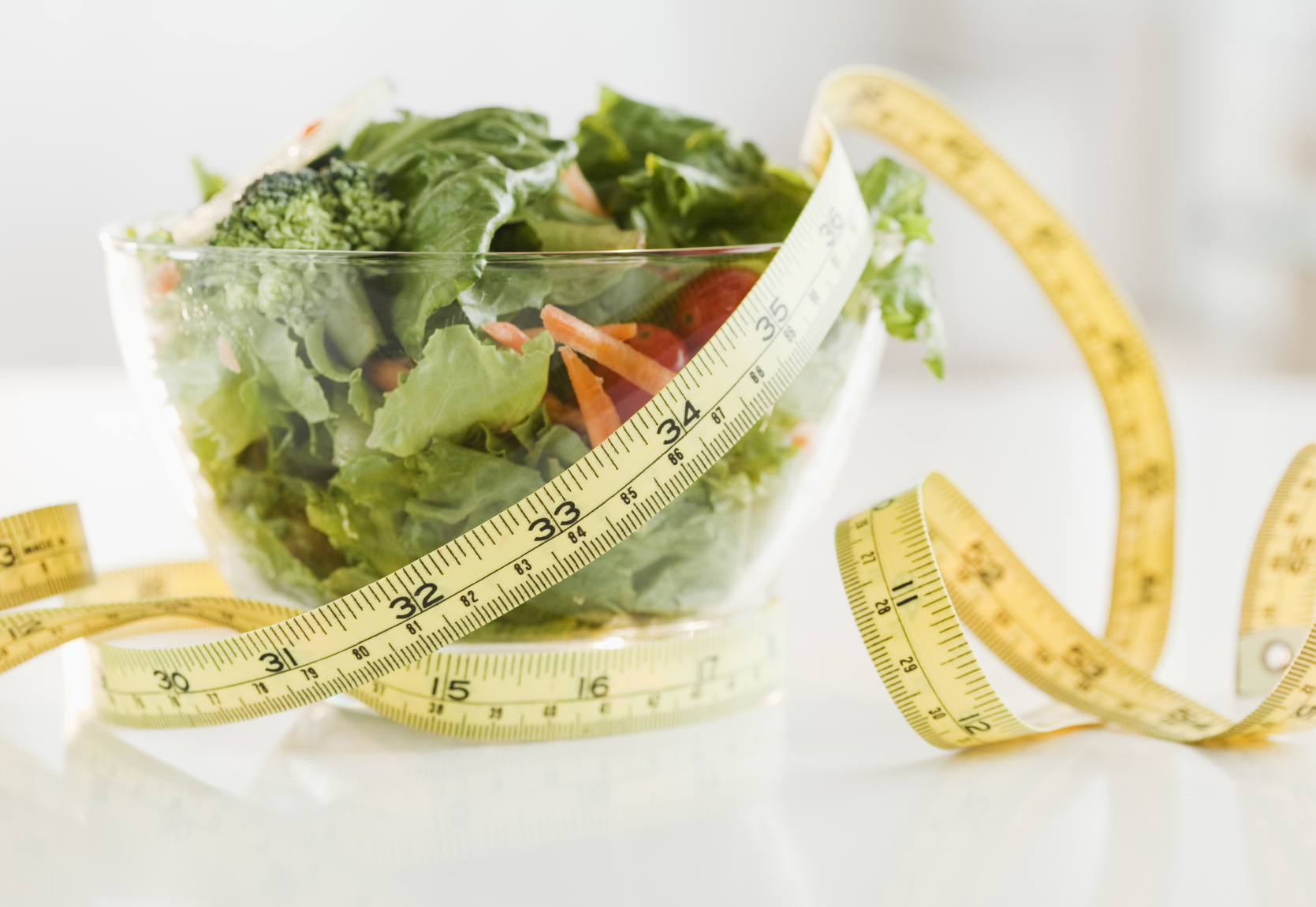 Salad with measuring tape