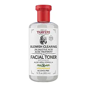 تونر الوجه لحب الشباب بحمض الساليسيليك وبندق الساحرة من ثايرز THAYERS facial witch hazel & aloe vera acne toner