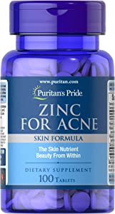 9. بيرتانز برايد مكملات الزنك لحب الشباب  Zinc for Acne by Puritan's Pride 