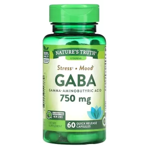 12. مكملات جابا حمض جاما أمينوبيوتيريك، 750 ملجم، من ناتشرز تروث Nature's Truth, GABA Gamma-Aminobutyric Acid 750 mg 