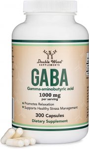 3. مكملات جابا (حمض جاما أمينوبوتيريك) 1000 مجم من دابل وود  Double Wood Supplements GABA (Gamma-Aminobutyric Acid) 1000mg 