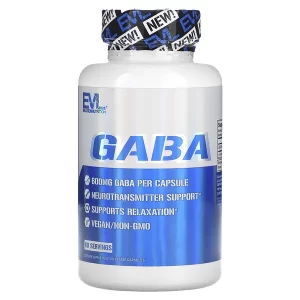 4. كبيولات جابا النباتية 600 مجم من إيفلوشن نوتريشن EVLution Nutrition, GABA, 600 mg, Veggie Capsules