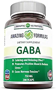 6. مكملات جابا   750 ملجم من أميزنج فورميولاز  مهدئ ومريح Amazing Formulas GABA - 750 Mg - Calming & Relaxing Effect   