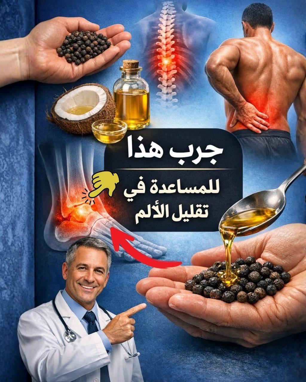زيت الزيتون والفلفل الاسود لتقليل اي الم وخاصة المفاصل